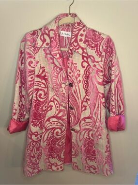 3 Sisters Pink Paisley-Print Lightweight Blazer